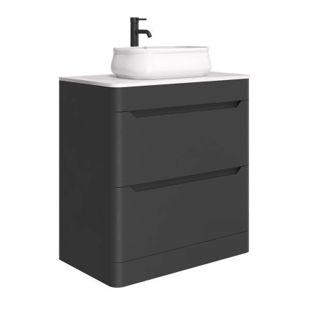 Ellis Floor Standing 800mm Vanity Unit in Matt Black with White Worktop