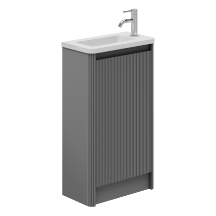Wish Charcoal Floor Standing Cloakroom Vanity Unit with Ceramic Basin