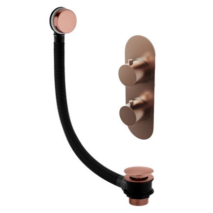 Elora Brushed Bronze Round Concealed Valve & Overflow Bath Filler