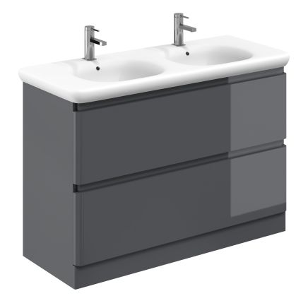 Neon Gloss Titanium Grey Floor Standing Vanity Unit with Lynx Resin Basin 1200mm