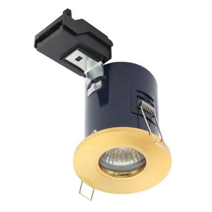 Round Satin Brass Fire Rated LED Shower Light