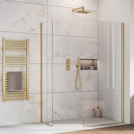 Oxford Brushed Gold Walk-In Wetroom Shower Screen