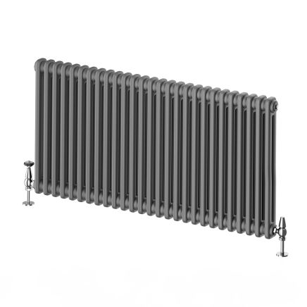 Upton Grey Double Horizontal Column Radiator - 600x1190mm