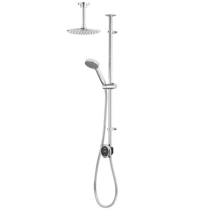 Aqualisa Quartz Touch Exposed Smart Shower With Adjustable Head and Fixed Ceiling Head - Gravity Pumped