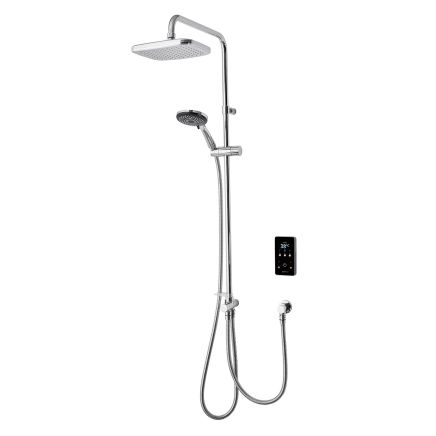 Triton ENVi DuElec Silver Thermostatic Electric Shower with Inline Wall Fed Kit, 9kw