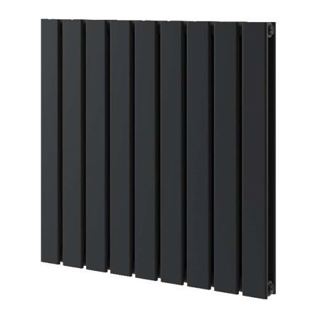 Perth Matt Black Double Vertical Flat Panel Radiator 600x680mm