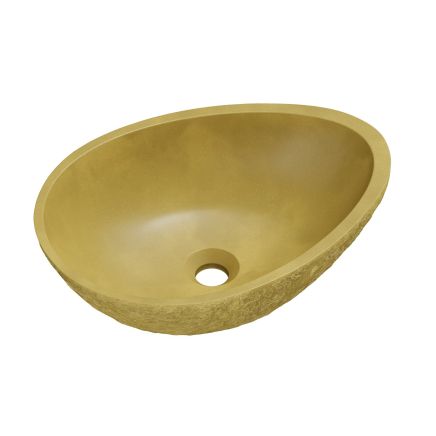 Brava Mustard Natural Stone Textured Egg Countertop Basin 500x360mm