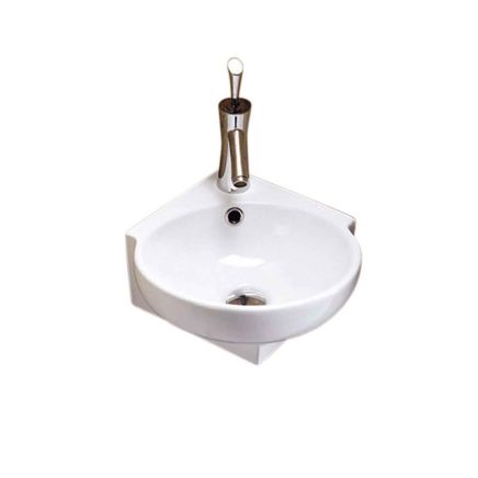 Curve White Corner Wall Hung Basin 370x395mm