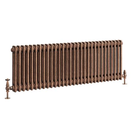 Clement Antique Copper Double Horizontal Column Radiator - 400x1370mm