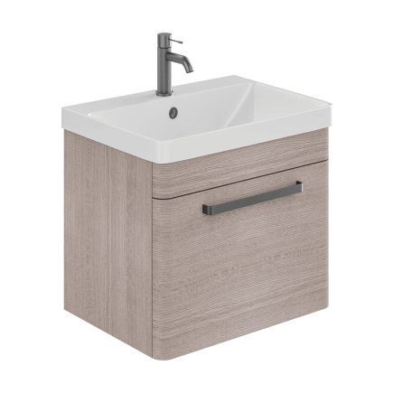 Esk Stone Grey Wall Hung Vanity Unit and Basin with Gunmetal Handles 500mm