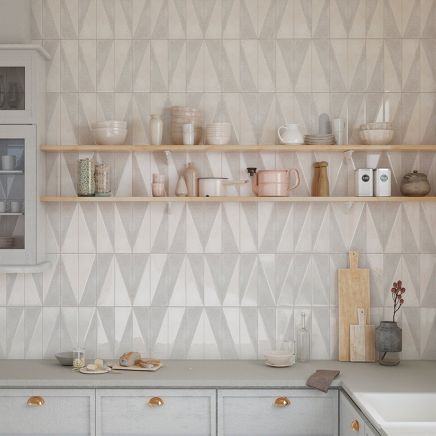 Prezza Beige Diagonal Decor Matt & Glossy Porcelain Brick Tile - 100x300mm