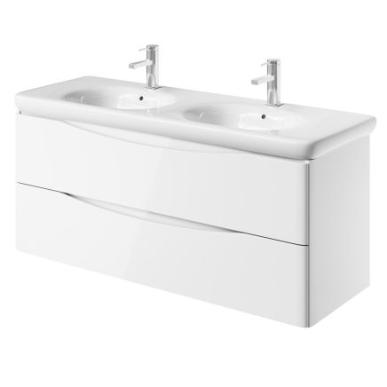 Erin Gloss White Wall Hung Vanity Unit with Link Resin Basin 1200mm