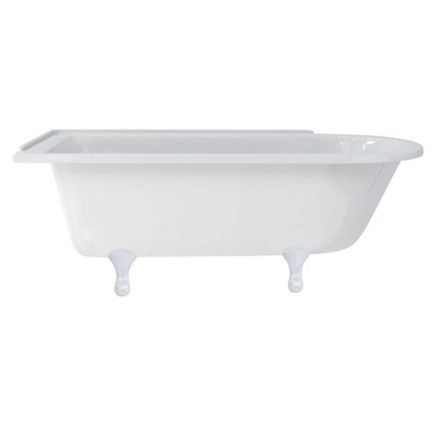Burlington Hampton Left Handed Showering Bath with White Classical Standard Feet 1700mm