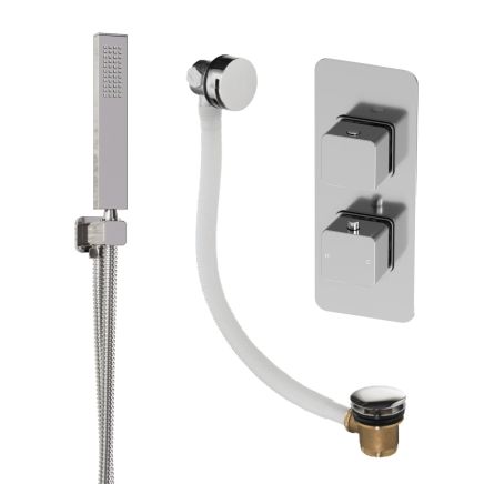 Liva Chrome Dual Outlet Shower Pack with Shower Handset & Overflow Bath Filler