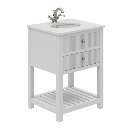 Addison Ribbed White 600mm Floor Standing Vanity Unit