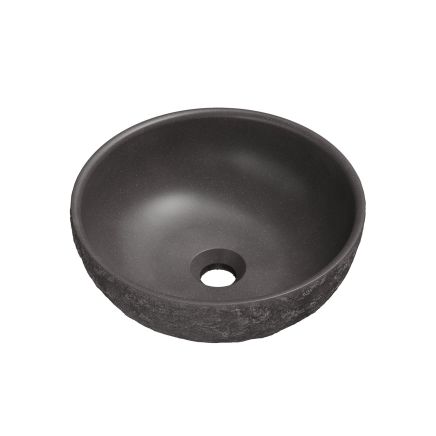 Brava Dark Grey Stone Textured Round Countertop Basin