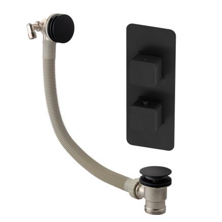 Liva Matt Black Concealed Valve & Overflow Bath Filler