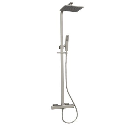 Liva Brushed Nickel Square Thermostatic Dual Shower Pack