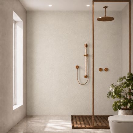 Pristina Light Grey Stone Waterproof PVC Shower Wall Panel 1000x2400mm