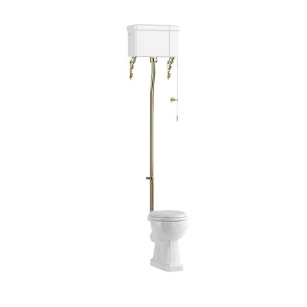 Burlington Traditional High Level WC with Gold Dual Flush Ceramic Cistern