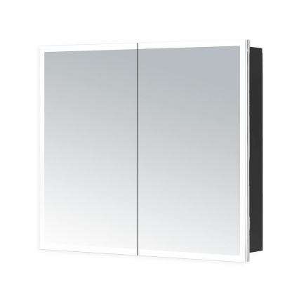 Lapis Black Motion Sensor Illuminated LED Heated Bathroom Mirrored Wall Cabinet 650x700mm