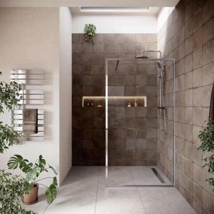 Amien Chrome Clear Glass Shower Screen 1080mm