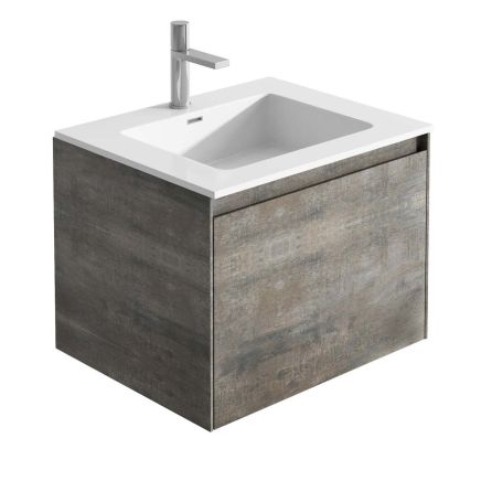 Odion Metallic Wall Hung Vanity Unit with White Basin 500mm