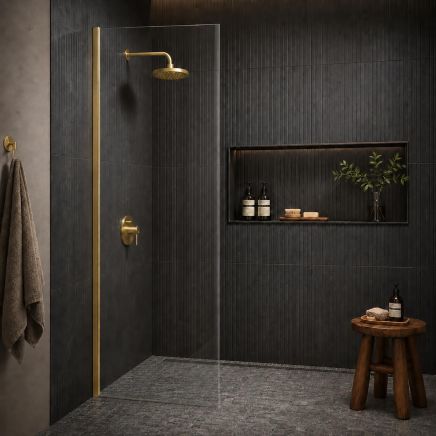 Royle Gold Wetroom Glass Screen End Panel 680mm