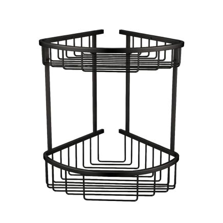 Black Double Corner Shower Basket