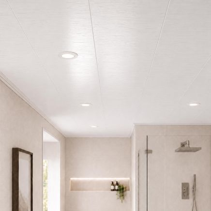 Atlantis Gloss White Wood Waterproof PVC Wall & Ceiling Panel 2700x250mm (Pack of 4)