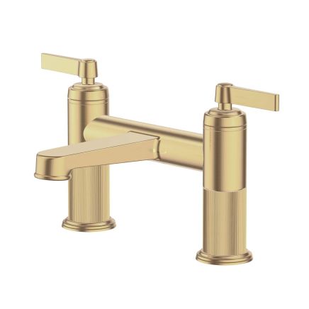 Downton Brushed Gold Ribbed Bath Filler Tap