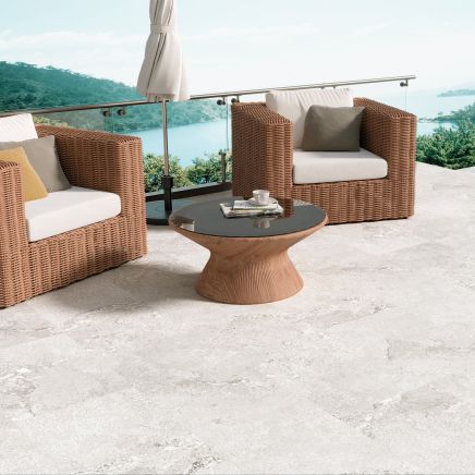 Dragos White Stone Effect Matt Porcelain Outdoor Tile - 650x450mm