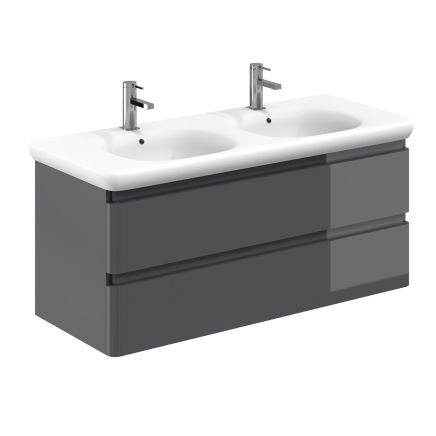 Neon Gloss Titanium Grey Wall Hung Vanity Unit with Lynx Resin Basin 1200mm