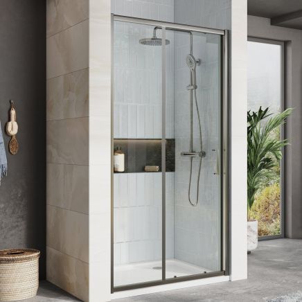 Fabio Gunmetal Sliding Shower Door 1200mm