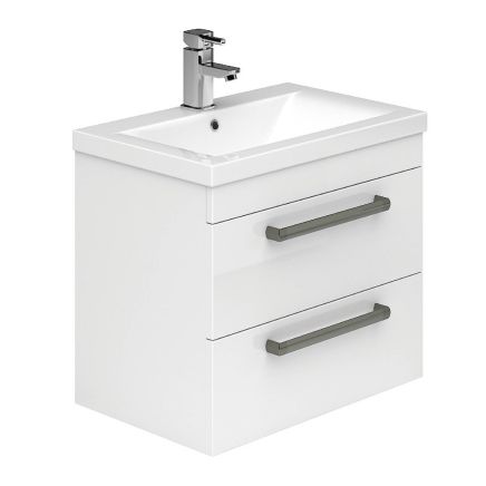 Nante Gloss White Wall Hung Vanity Unit with Ceramic Basin 600mm