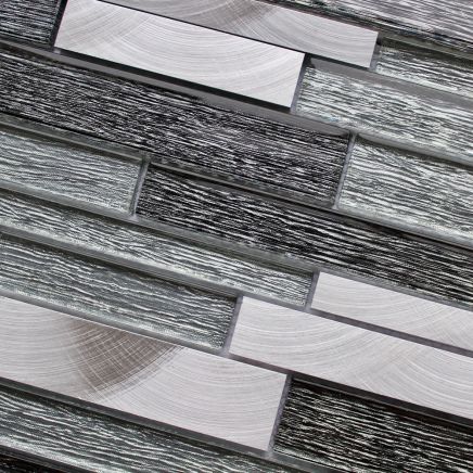 Dillan Metal Glass Silver Brick Mosaic 300x300mm