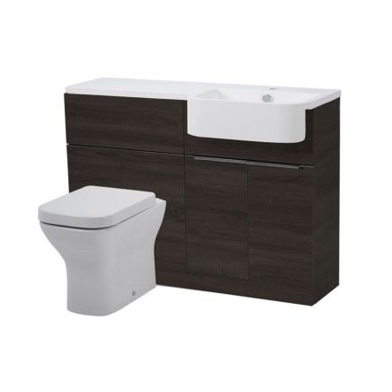 Tavistock Match Tundra Wood Right Hand Combination Vanity Basin & WC Unit 1200mm
