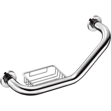 Chrome Grab Rail Support Bar & Soap Dish
