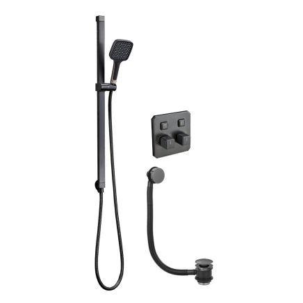 Flint Double Outlet Concealed Valve Shower Pack with Bath Filler - Gunmetal