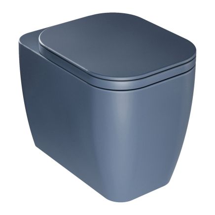 Micheli Matt Navy Rimless Back to Wall Toilet with Soft Close Seat