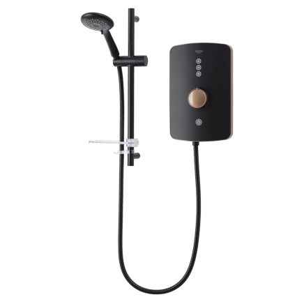 Triton Amala Matt Black Electric Shower, 9.5kw - Brushed Copper