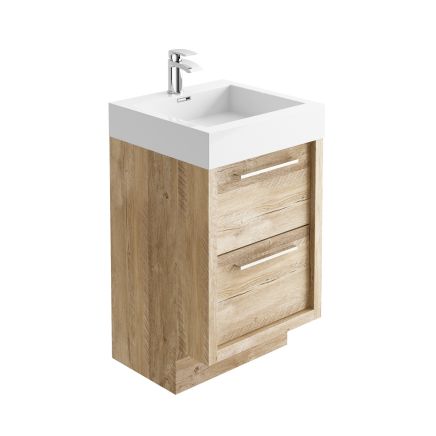 Winslow 500mm Floor Standing Vanity Unit & Basin - Light Sawn Oak
