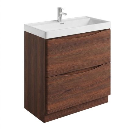 Corner angle of the Erin Rosewood Floor Standing Vanity Unit with Ceramic Basin 900mm