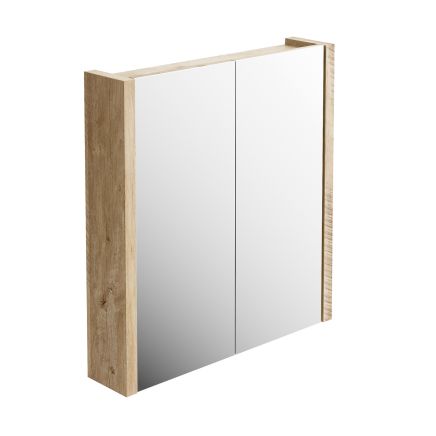 Winslow Light Sawn Oak Double Mirrored Bathroom Cabinet 750x660mm