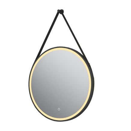 Talon Matt Black Round LED Heated Hanging Bathroom Mirror 600x900mm