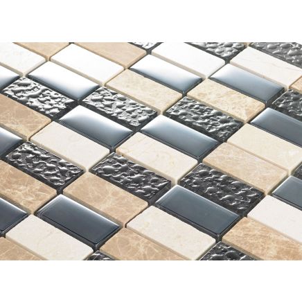 Black Crema Linear Mosaic 300x300mm