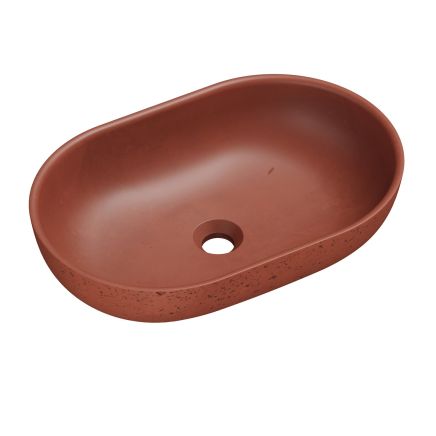 Brava Terracotta Travertine Texture Concrete Oval Countertop Basin 530x350mm