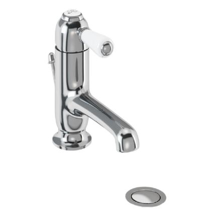 Burlington Chelsea Chrome Straight Basin Mixer Tap with Pop Up Waste
