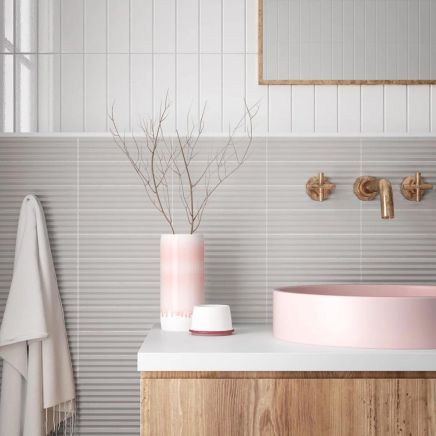 Accordion Ribbed Grey Matt Ceramic Brick Tile 200x50mm