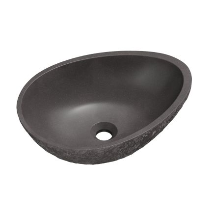 Brava Dark Grey Natural Stone Textured Egg Countertop Basin 500x360mm
